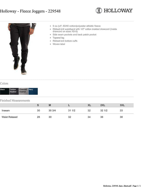 Holloway Fleece Joggers 2402 North GA Ink
