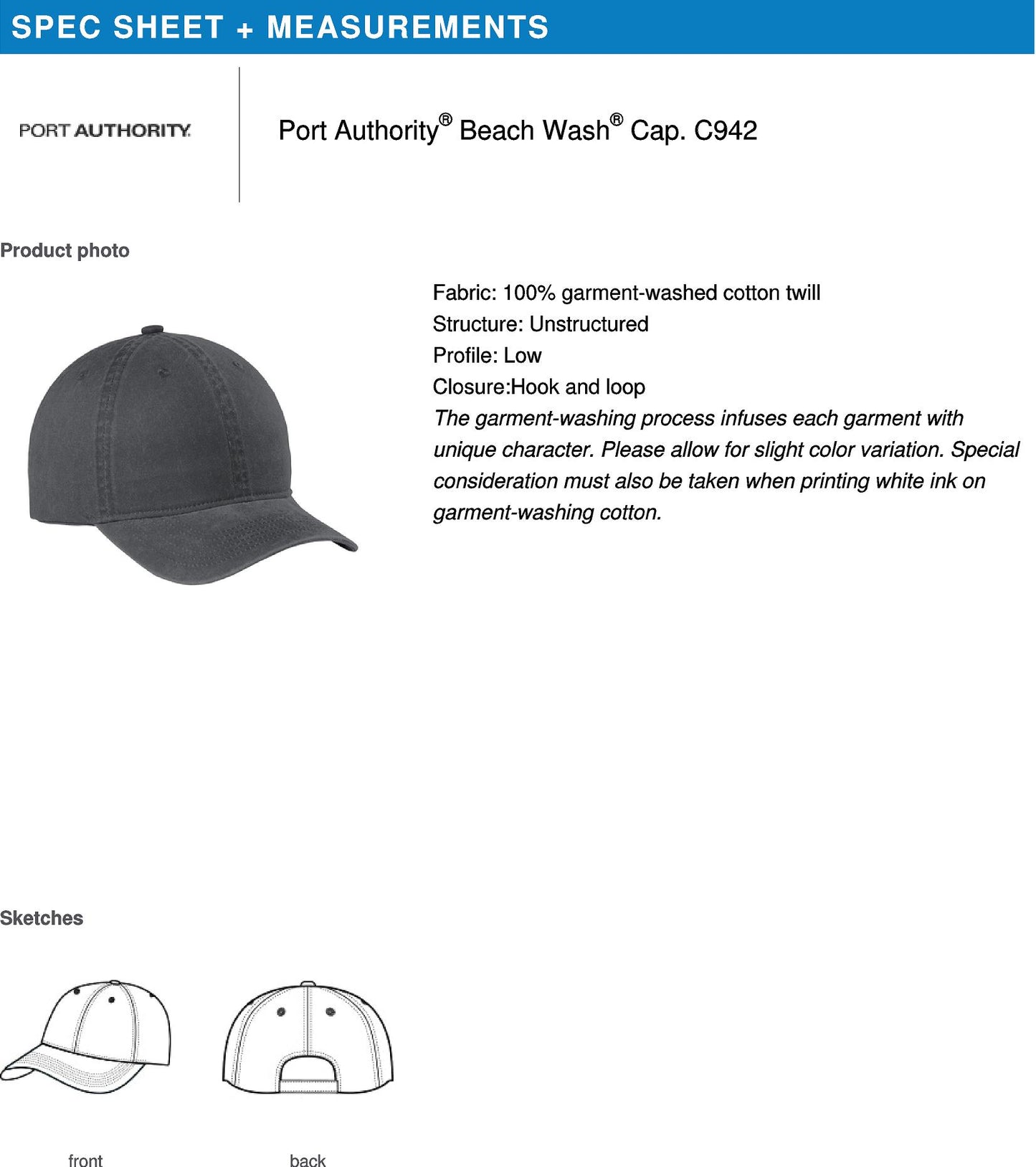 Port Authority Beach Washed Hat