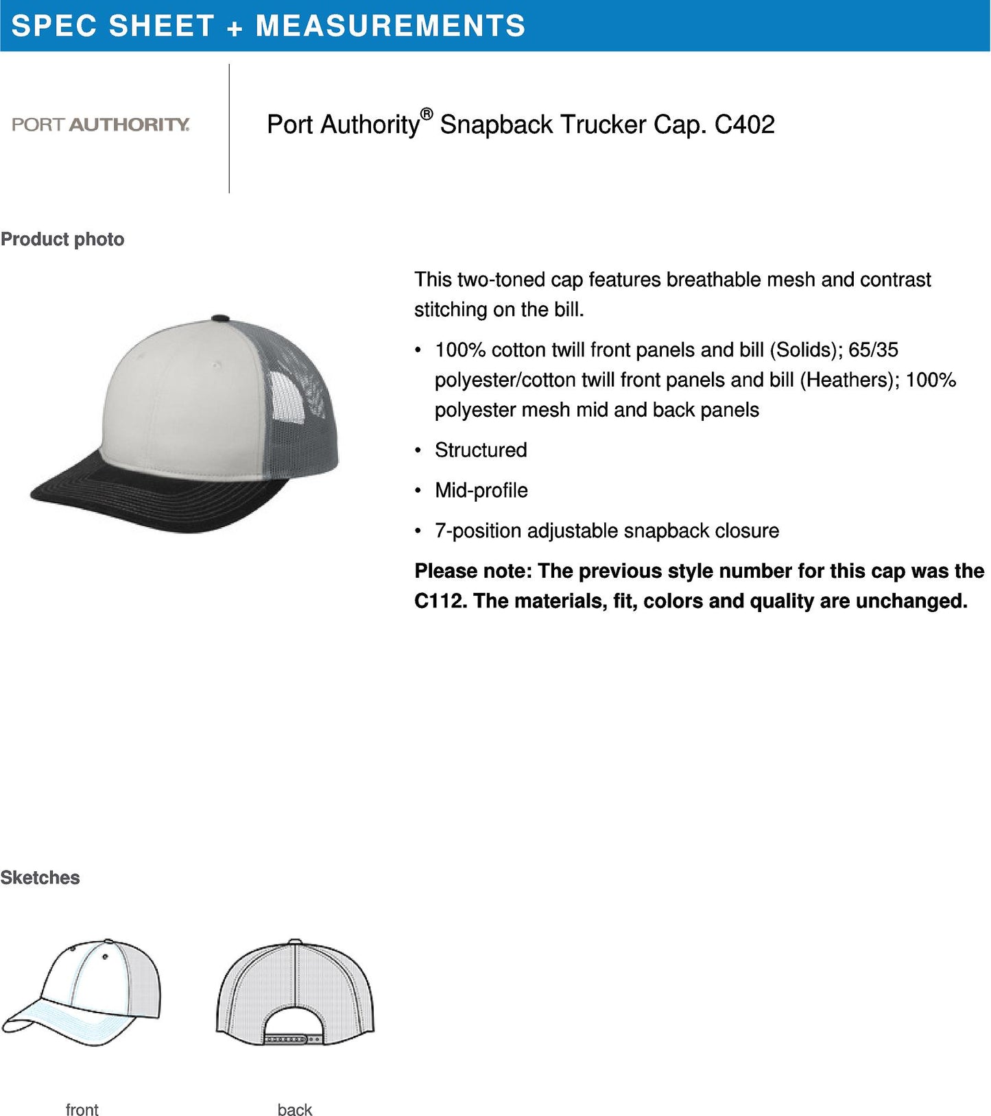 Port Authority Snapback Trucker Hat 2615