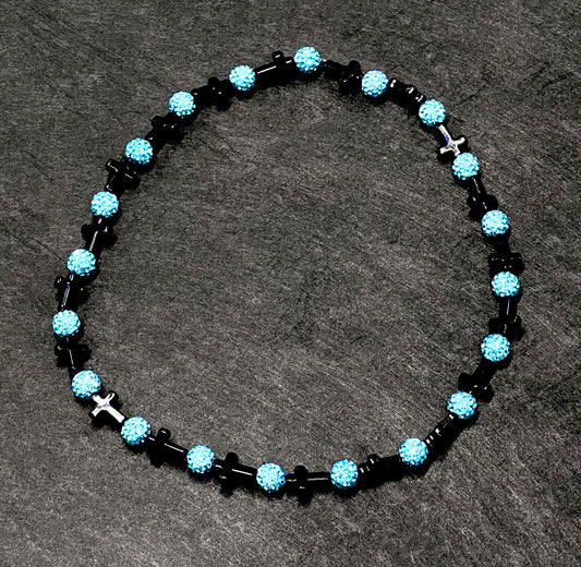 Black & Blue Cross Necklace