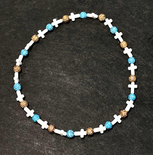 Gold & Blue Cross Necklace